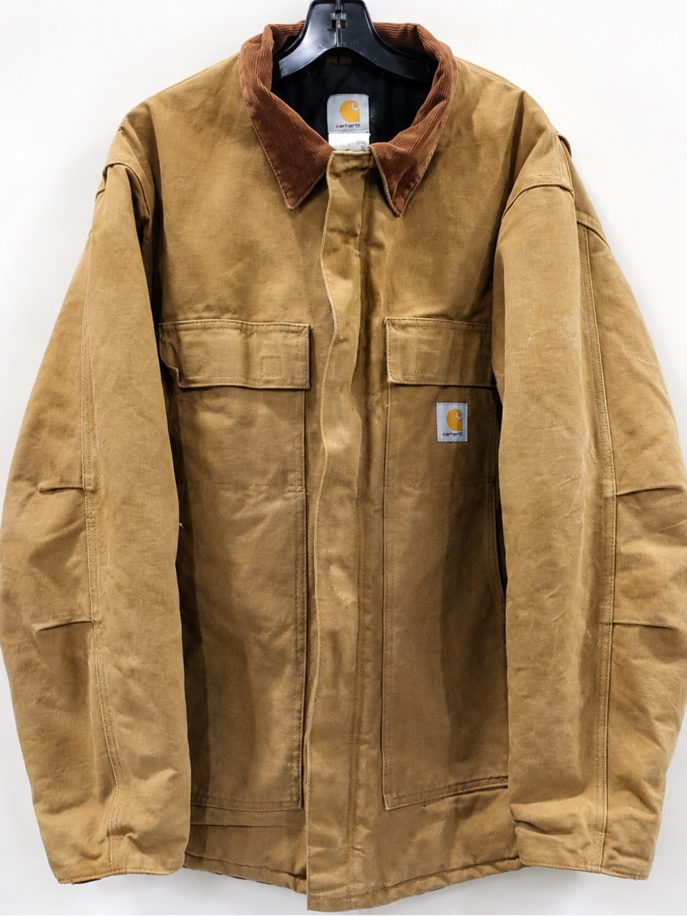 Vintage Carhartt Duck Canvas Work Jacket 44 Tall USA Quilted Lined Corduroy